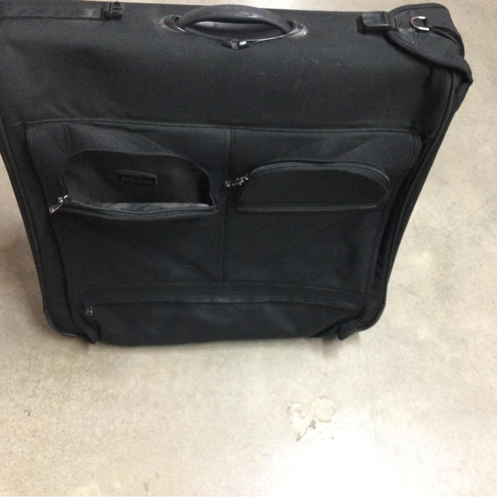 Men's Black Travel Garment Bag with Front Zip Pockets